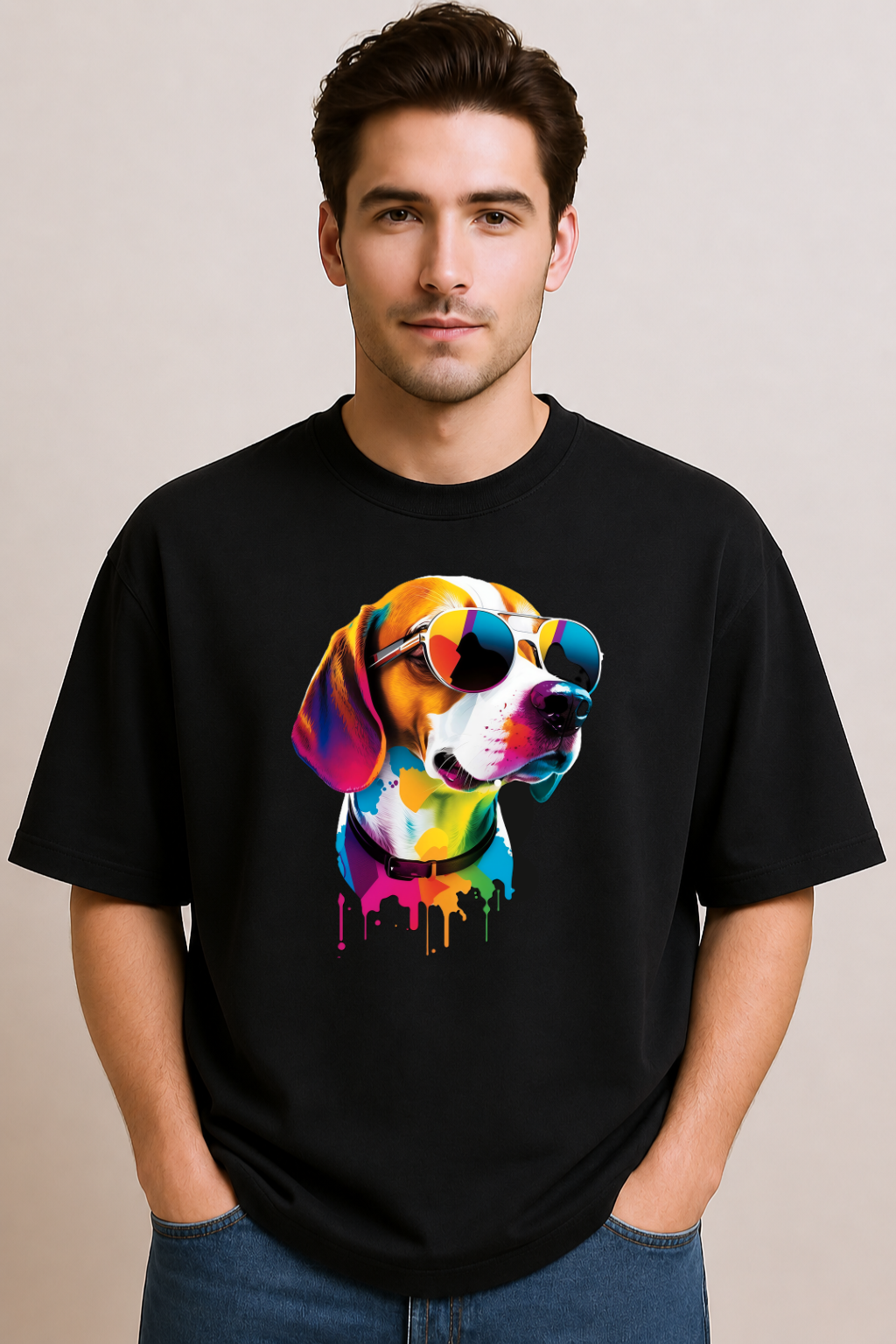 Cool Spectrum Beagle | Unisex Oversized T-Shirt