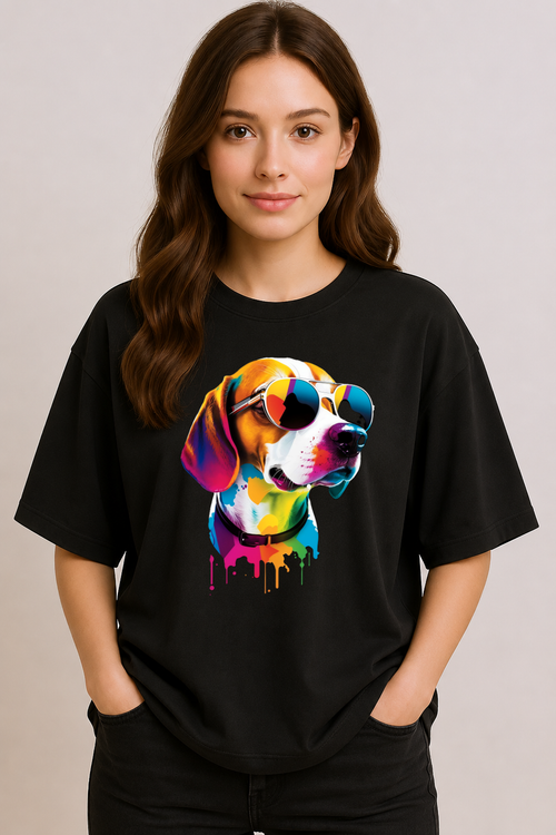 Cool Spectrum Beagle | Unisex Oversized T-Shirt