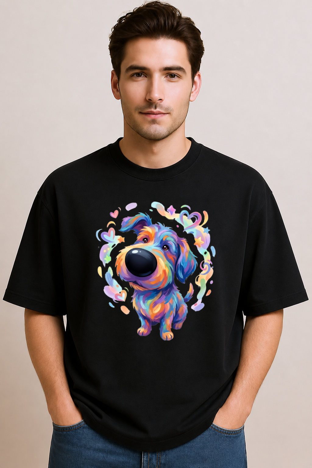 Rainbow Snout Pup | Unisex Oversized T-Shirt