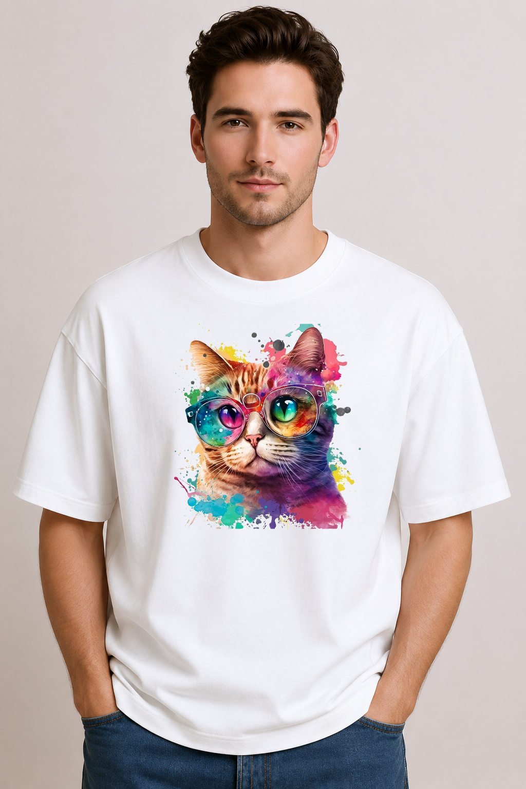 Prism Vision Cat | Unisex Oversized T-Shirt