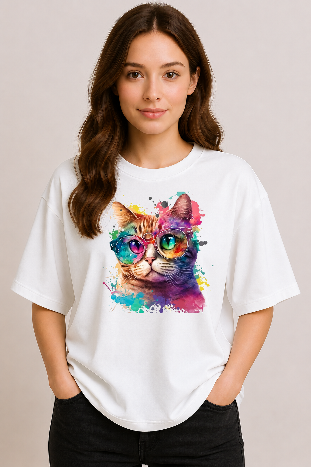 Prism Vision Cat | Unisex Oversized T-Shirt