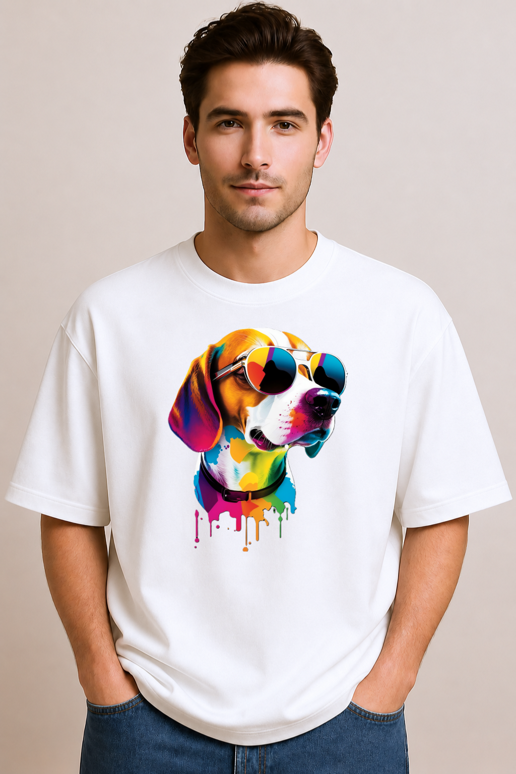 Cool Spectrum Beagle | Unisex Oversized T-Shirt