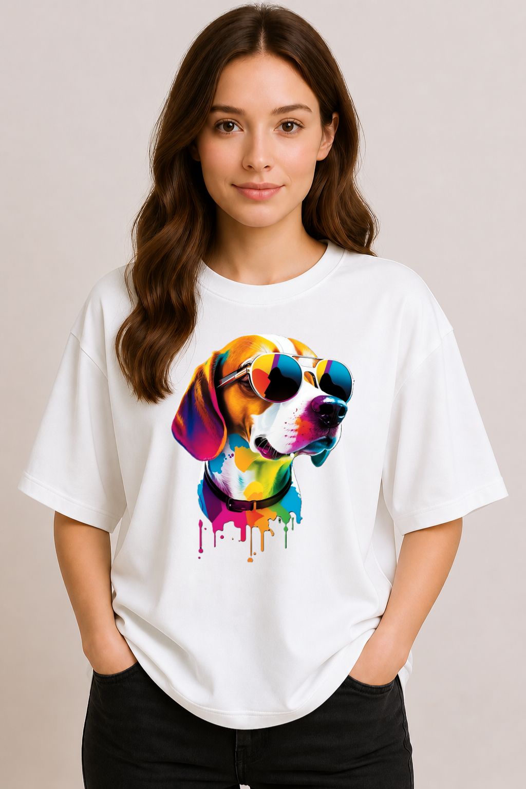 Cool Spectrum Beagle | Unisex Oversized T-Shirt