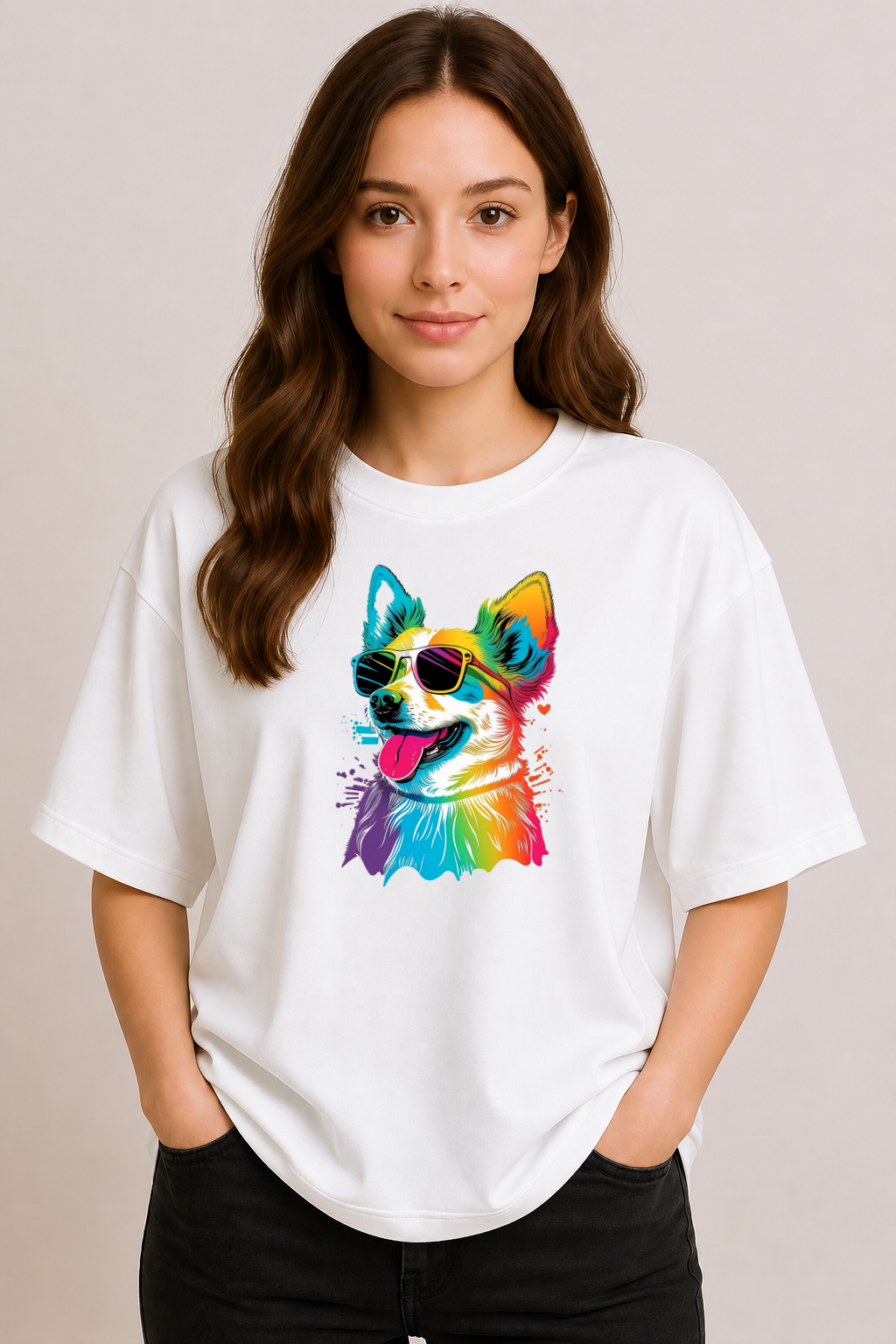 Retro Shades Pup | Unisex Oversized T-Shirt