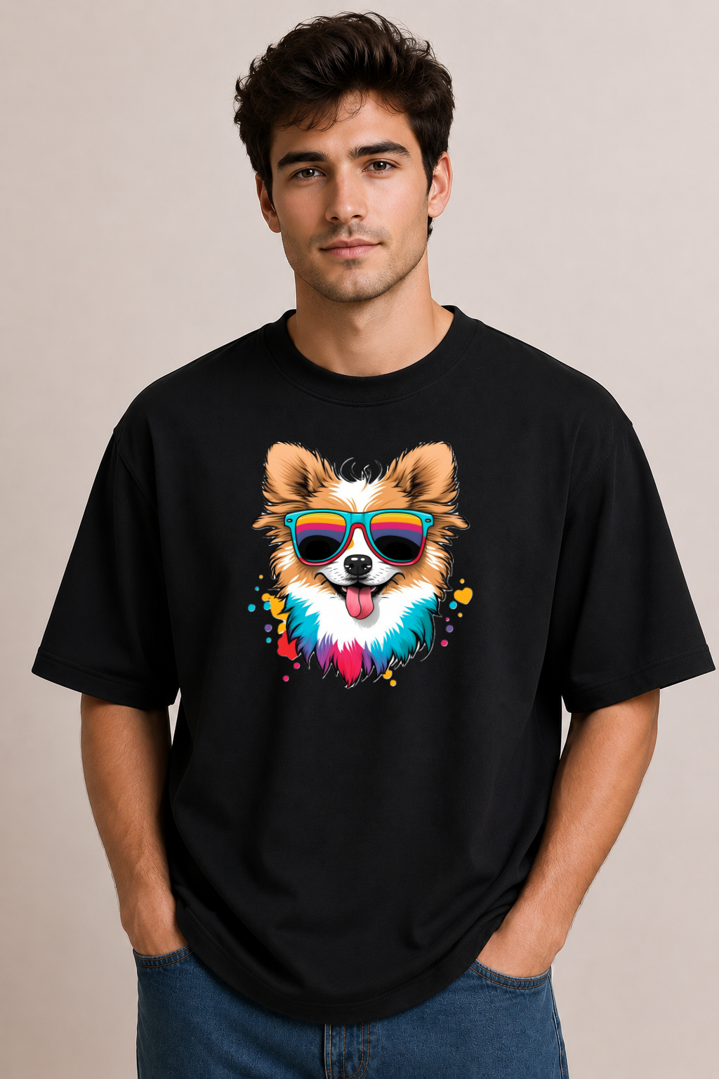 Neon Party Pup | Unisex Oversized T-Shirt