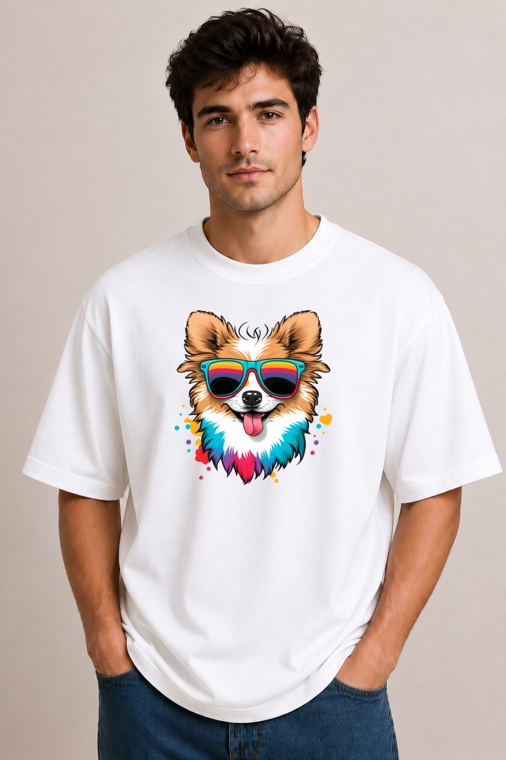 Neon Party Pup | Unisex Oversized T-Shirt